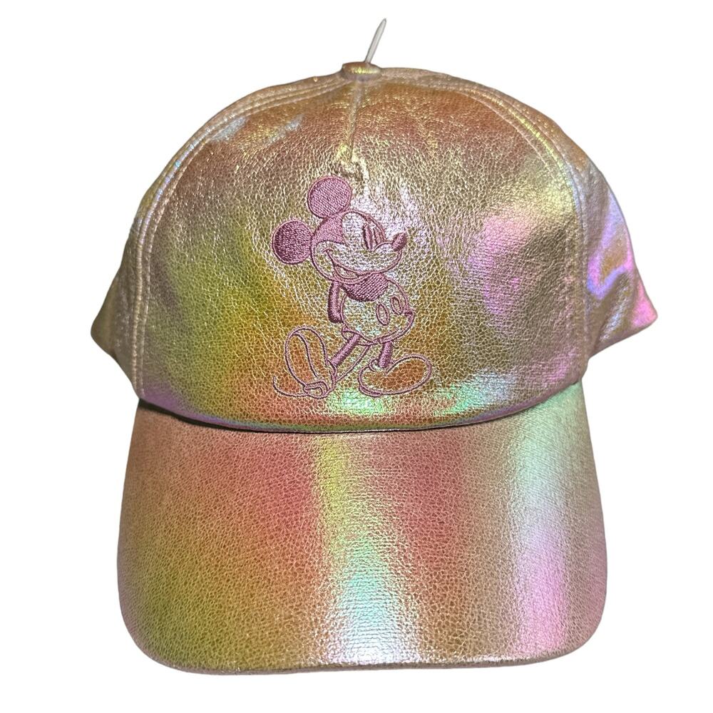 Disney NEW Earidescent Iridescent Mickey Embroidered Baseball Cap Hat Pink OS - Picture 2 of 8